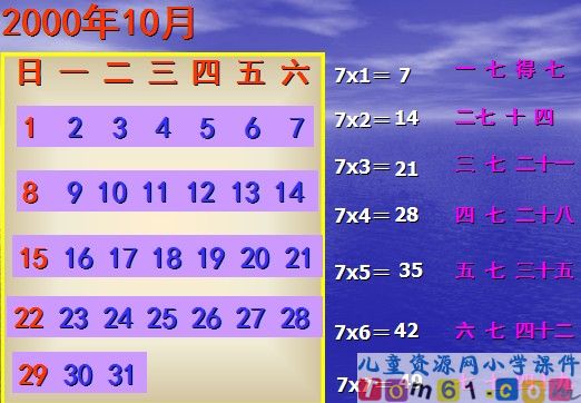 7的乘法口诀