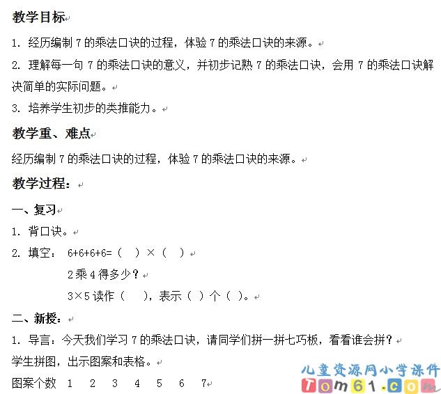 7的乘法口决