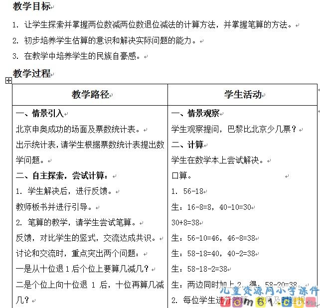 两位数减两位数的退位减法