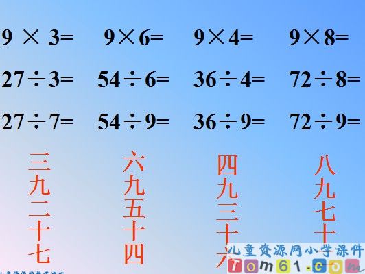 用九的乘法口诀求商