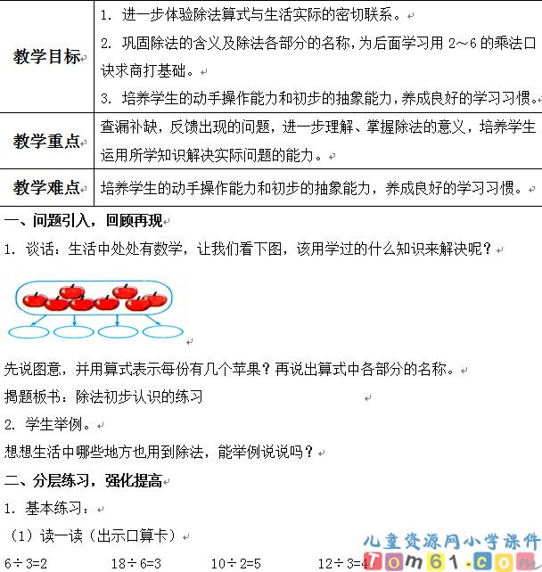除法初步认识练习课