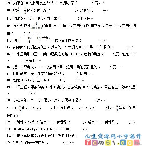 人教版小学数学六年级下册试卷