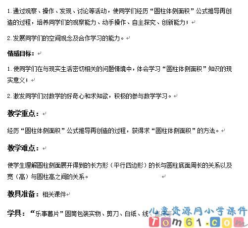 圆柱的表面积