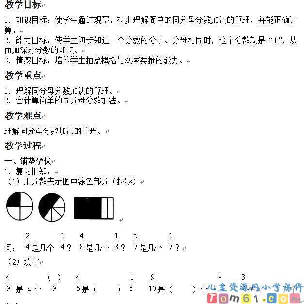 简单的分数加法