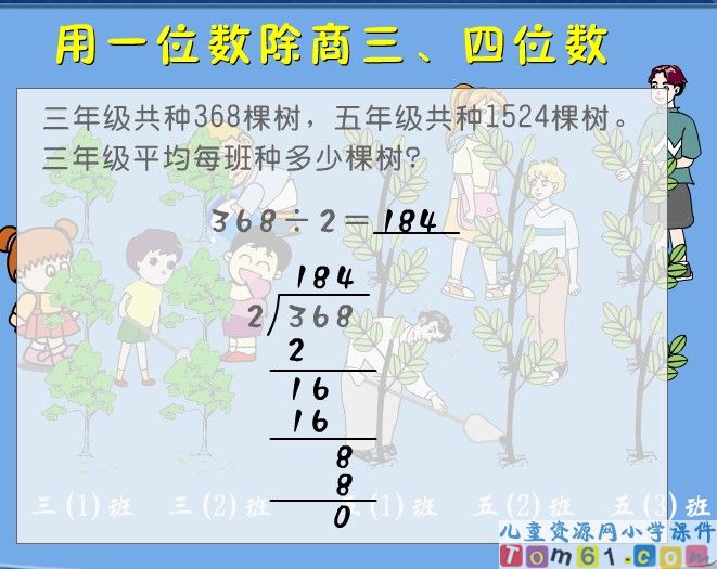 用一位数除商三 四位数