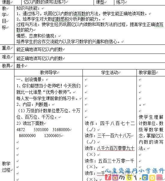 亿以内数的读写法练习