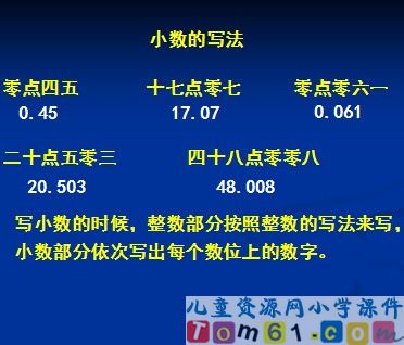 小数的读法和写法