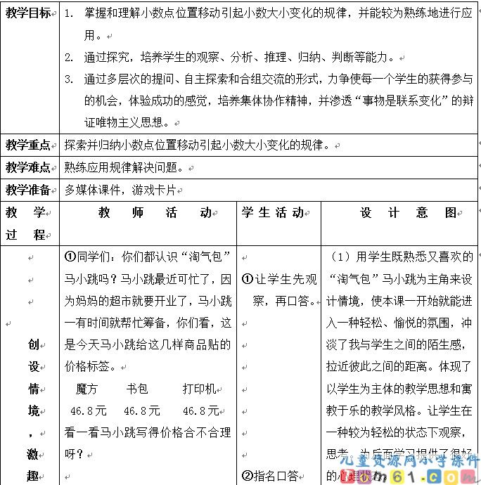 小数点移动