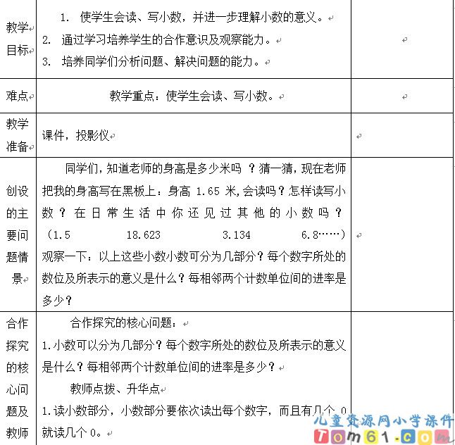 小数的读写法