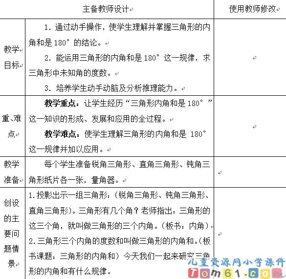 三角形的内角和