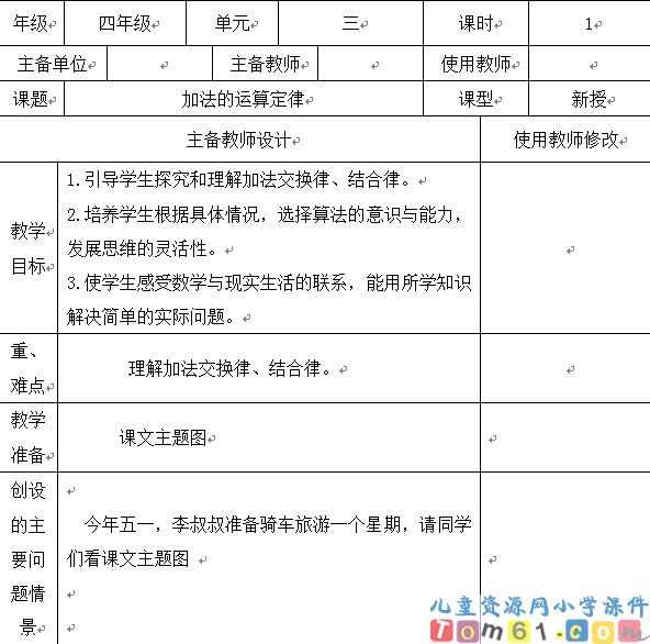 加法的运算定律
