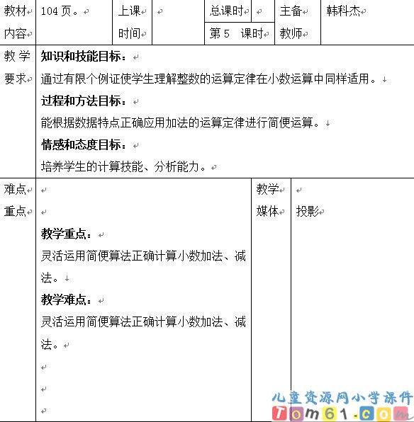 小数的加法和减法