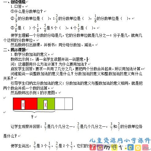 同分母分数加减法