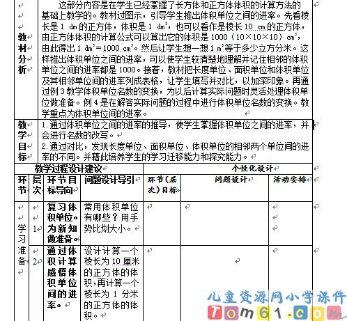 体积单位间的进率