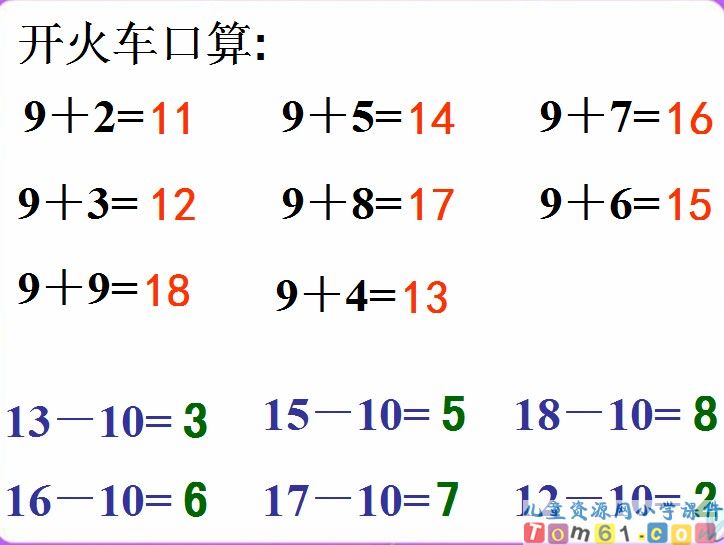 20以内的退位减法