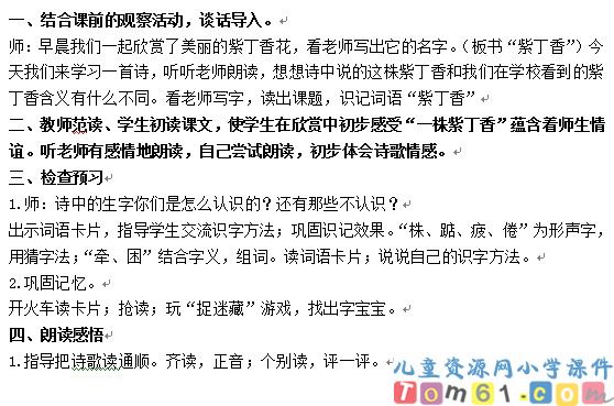 一株紫丁香教案5