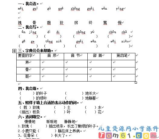小鹿的玫瑰花试卷2