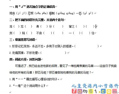 别饿坏了那匹马试卷1