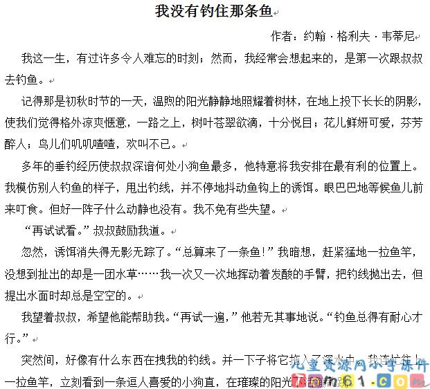 我没有钓住那条鱼
