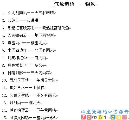 气象谚语——物象
