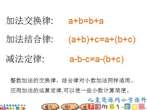 整数加法运算定律推广到小数课件