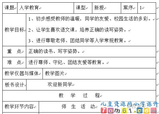 入学教育教案3