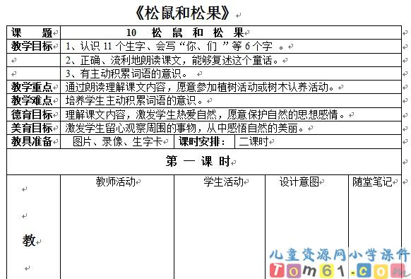 松鼠和松果教案2