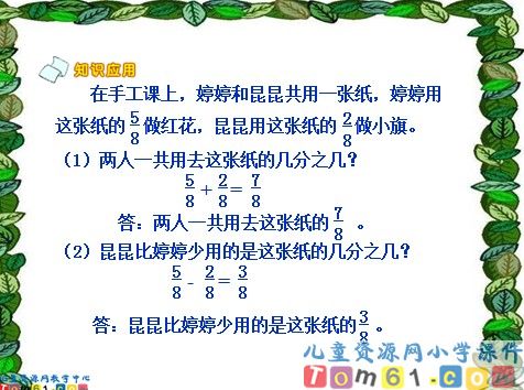 简单的分数加、减法课件4