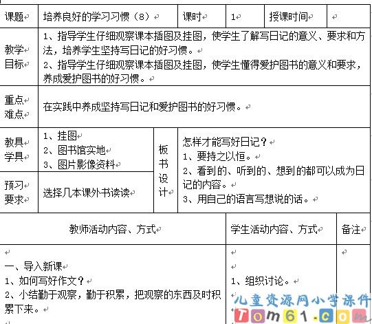 苏教版小学语文四年级下册教案