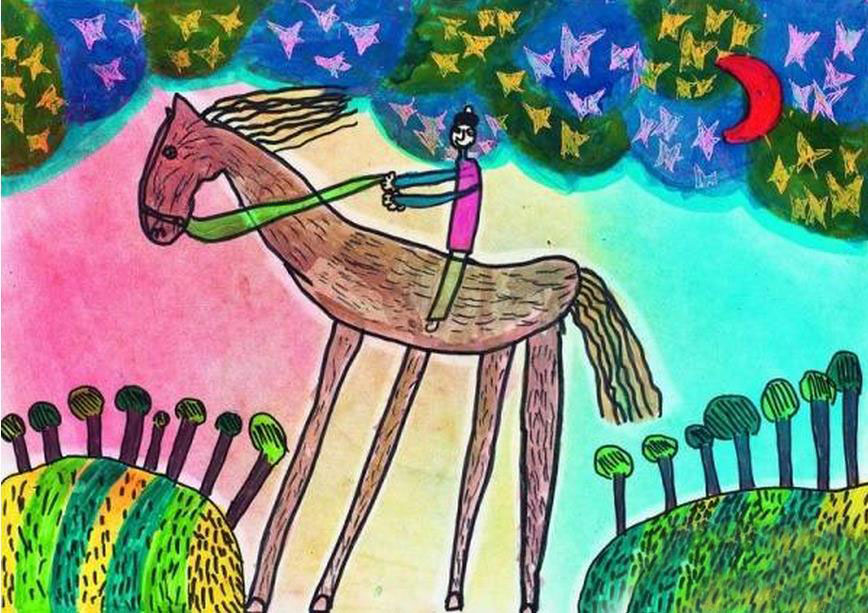 骑马-水彩画图集