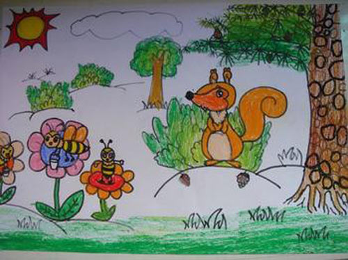 小松鼠-蜡笔画图集