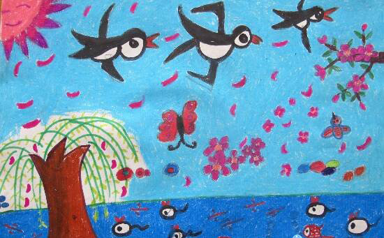 小燕子-蜡笔画图集