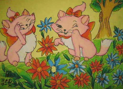 小猫-蜡笔画图集