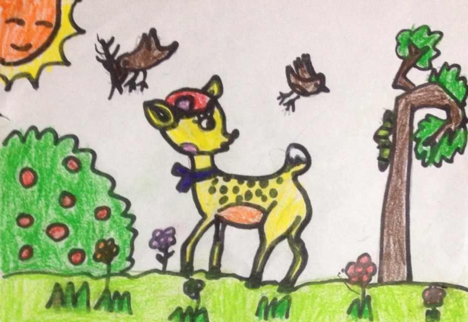 小鹿-蜡笔画图集