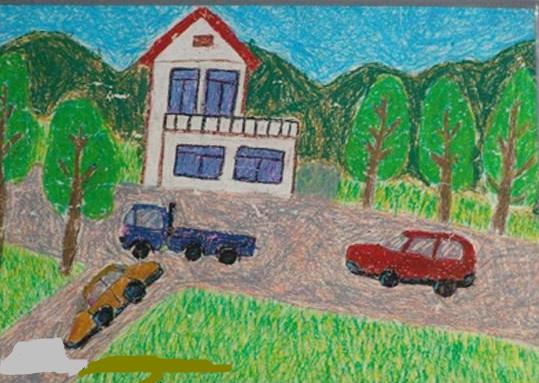 开车-蜡笔画图集