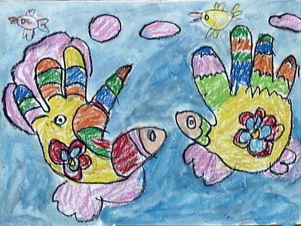 手指-蜡笔画图集