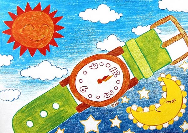 手表-蜡笔画图集