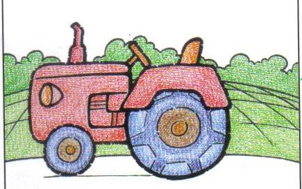 拖拉机-蜡笔画图集