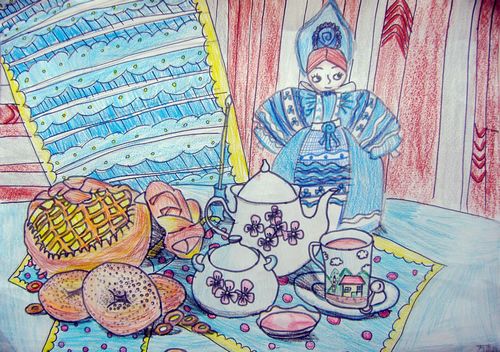 早餐-蜡笔画图集