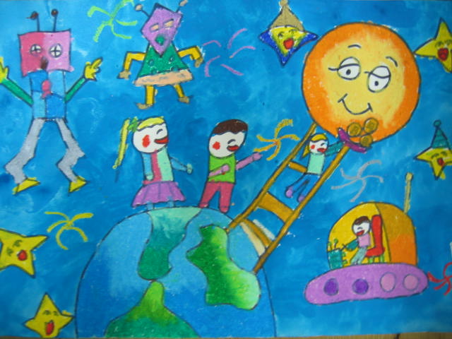 月亮-蜡笔画图集