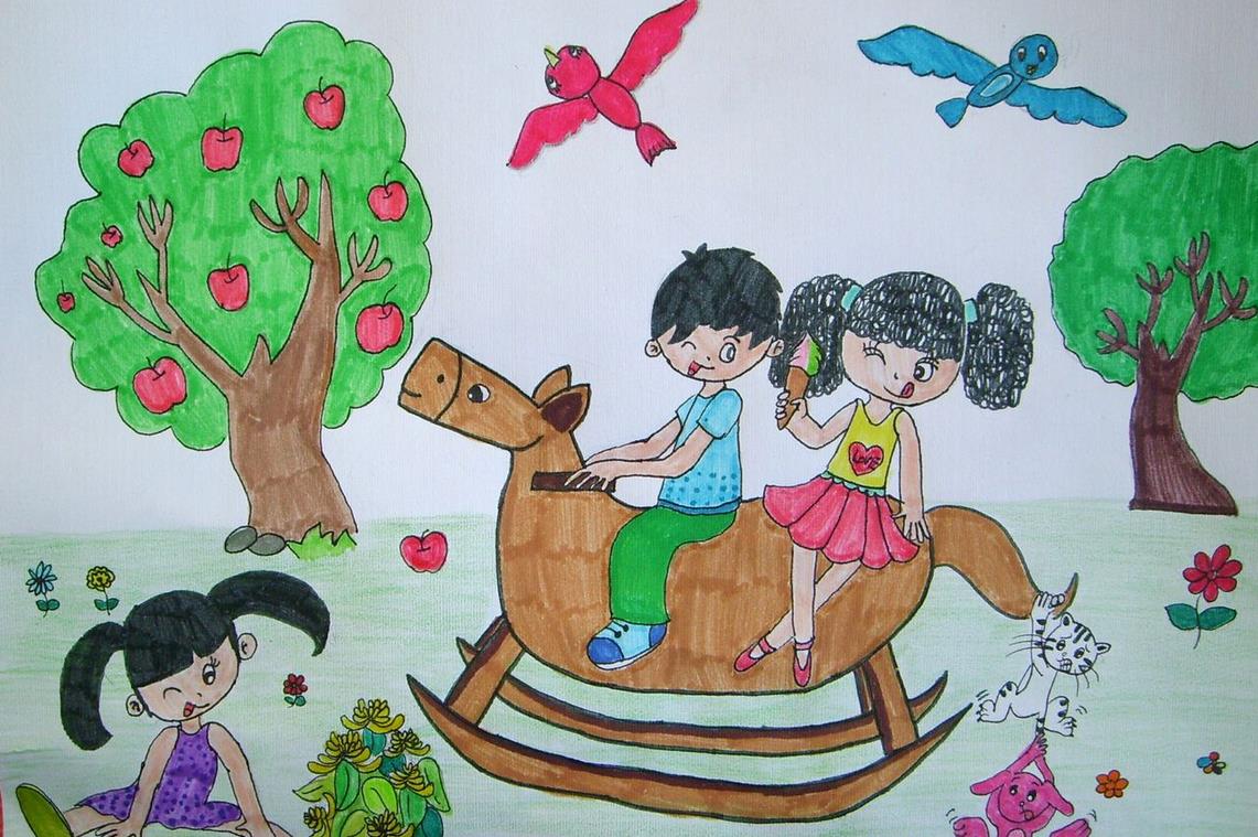 木马-蜡笔画图集