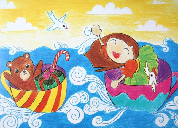 杯子-蜡笔画图集