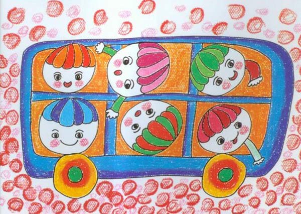 校车-蜡笔画图集