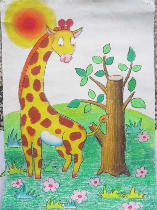 梅花鹿-蜡笔画图集