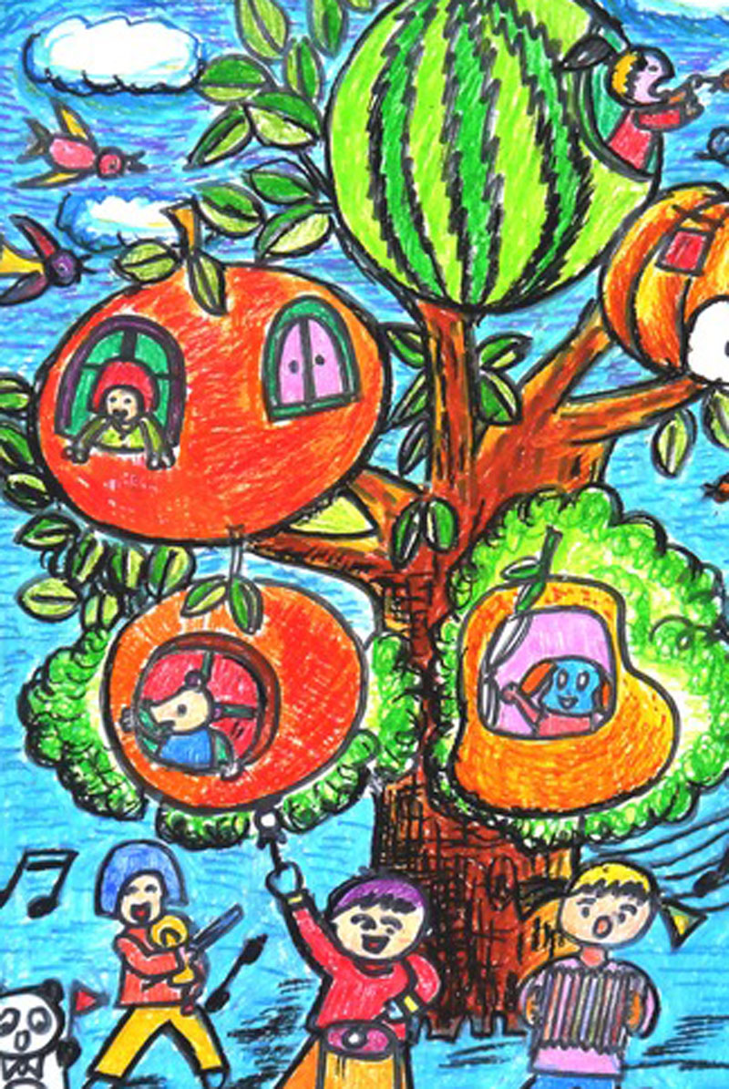 植树节-蜡笔画图集