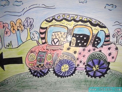 汽车-蜡笔画图集