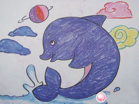 海豚-蜡笔画图集