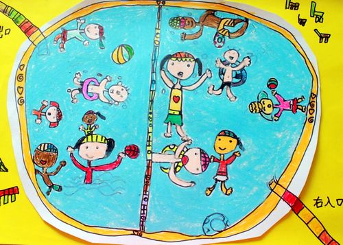 游泳-蜡笔画图集