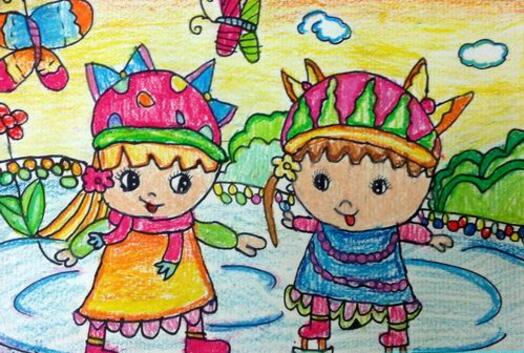 滑雪-蜡笔画图集