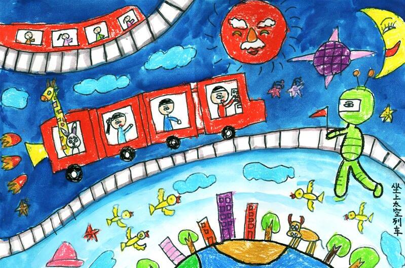 火车-蜡笔画图集